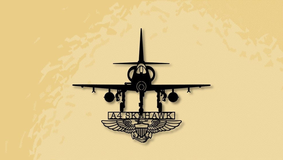 A4 Skyhawk With Naval Aviator Wings Naval Attack Aircraft Metal Sign Cut Metal Sign Wall Decor Decorations