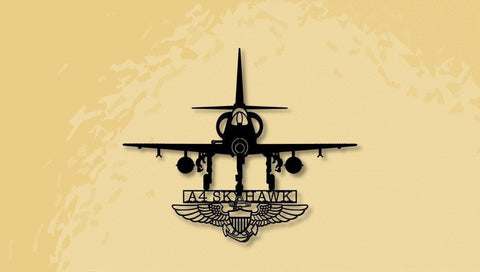 A4 Skyhawk With Naval Aviator Wings Naval Attack Aircraft Metal Sign Cut Metal Sign Wall Decor Decorations
