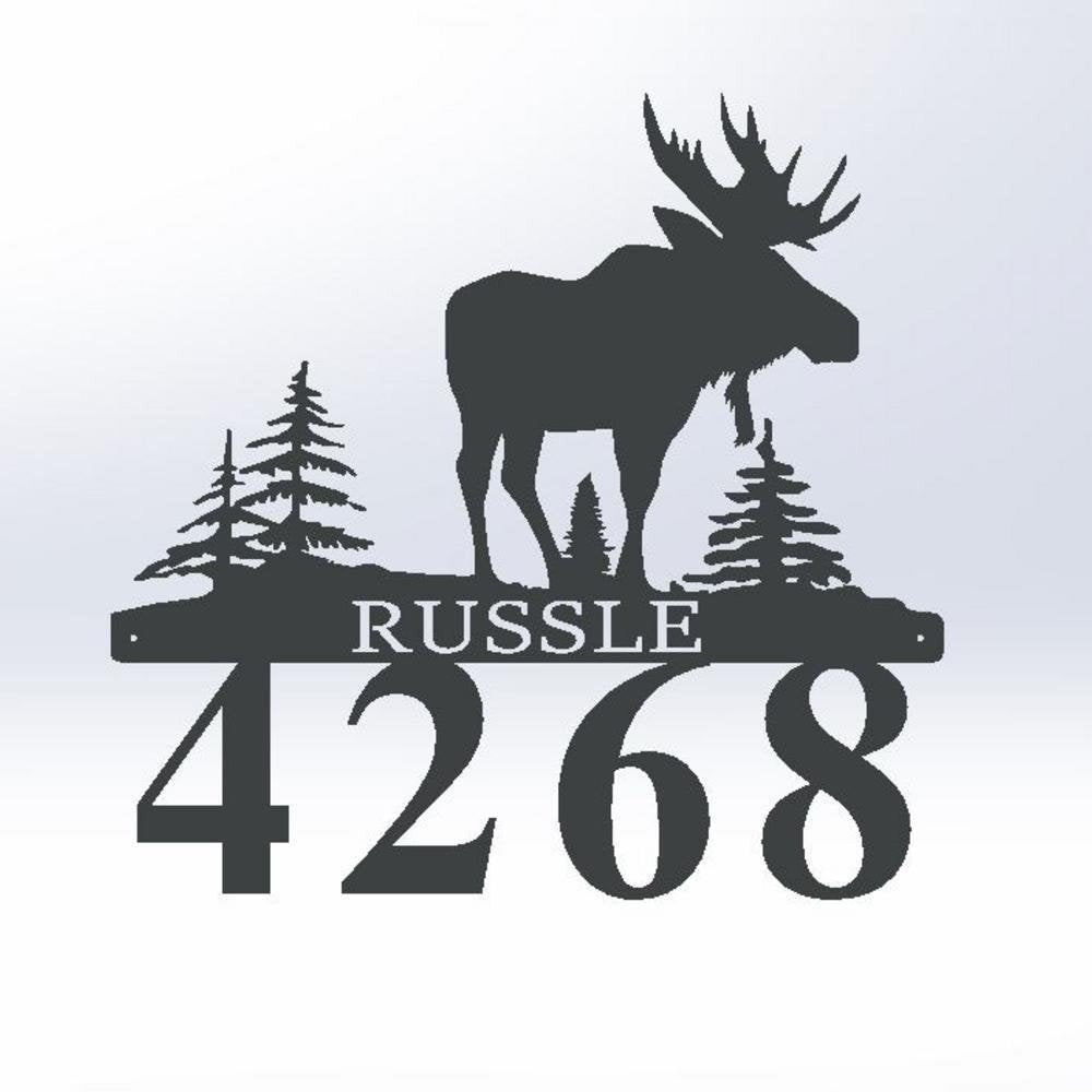 Nature Moose Cabin Lodge Address Sign Metal Sign Personalized Wedding Gift Housewarming Gift Address Weatherproof Cut Metal Sign Decorations