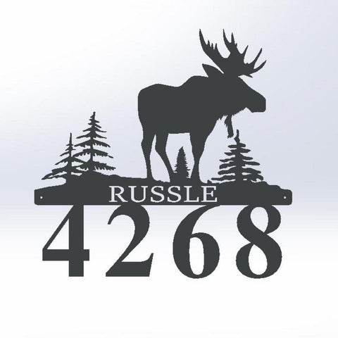 Nature Moose Cabin Lodge Address Sign Metal Sign Personalized Wedding Gift Housewarming Gift Address Weatherproof Cut Metal Sign Decorations