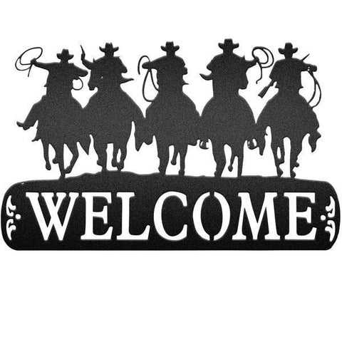 Welcome Horse And Cowboy Mounted Cowboy Metal Sign Personalized Horse Metal Sign Horseshoe Art Western Decor Initial Metal Sign Housewarming Gift Afculture Decorations