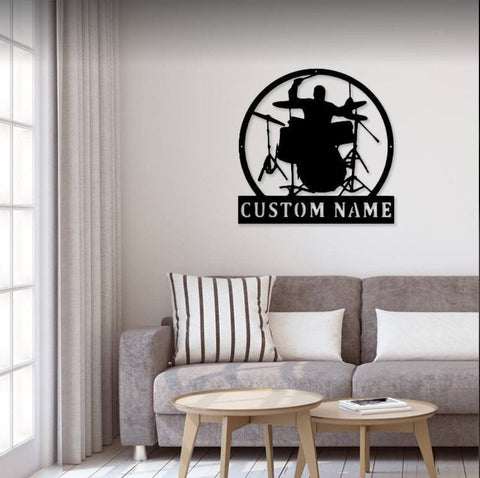 Drummer Male Metal Sign Drummer Male Sign Music Room Sign Gift For Musician Drummer Gifts For Men Custom Drum House Sign Decorations