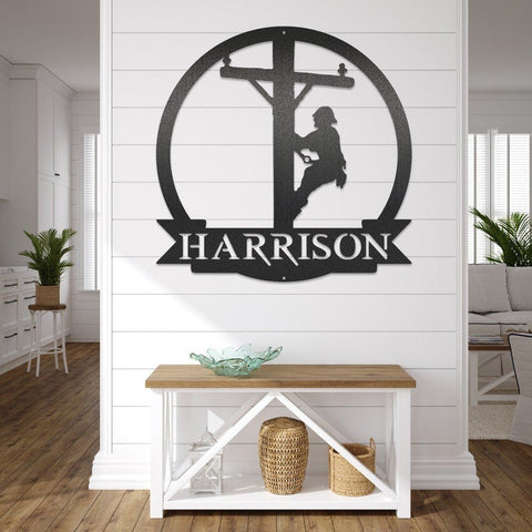 Personalized Lineman Monogram Lineman Decor Linelifehandcrafted Metal Art Wall Decor Decorations