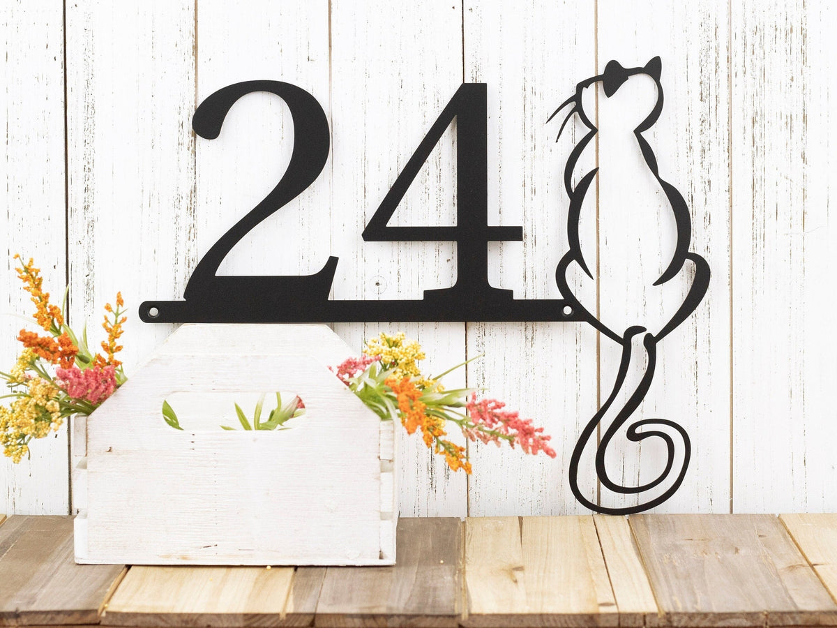 Custom Sign House Number Metal Sign Cat Laser Cut Steel Decorations