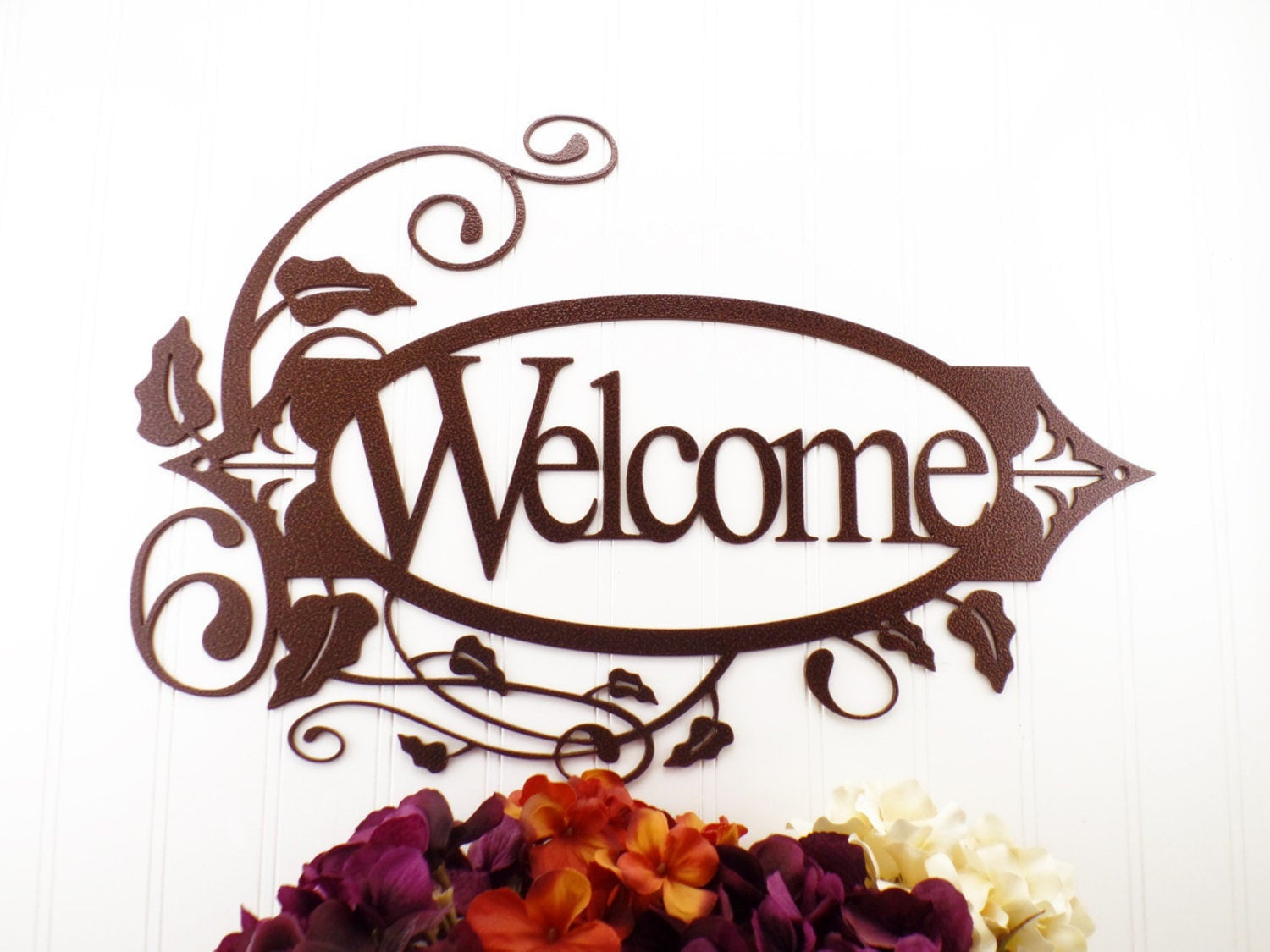 Welcome Metal Sign With Vines Copper Outdoor Sign House Sign Door Sign ...
