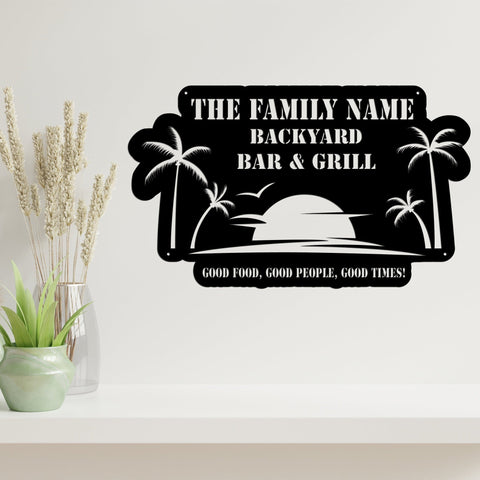 Metal Backyard Pool Sign Outdoor Pool Signs Palm Trees Sign Pool Bar And Grill Backyard Decor Happy Hour Decorations