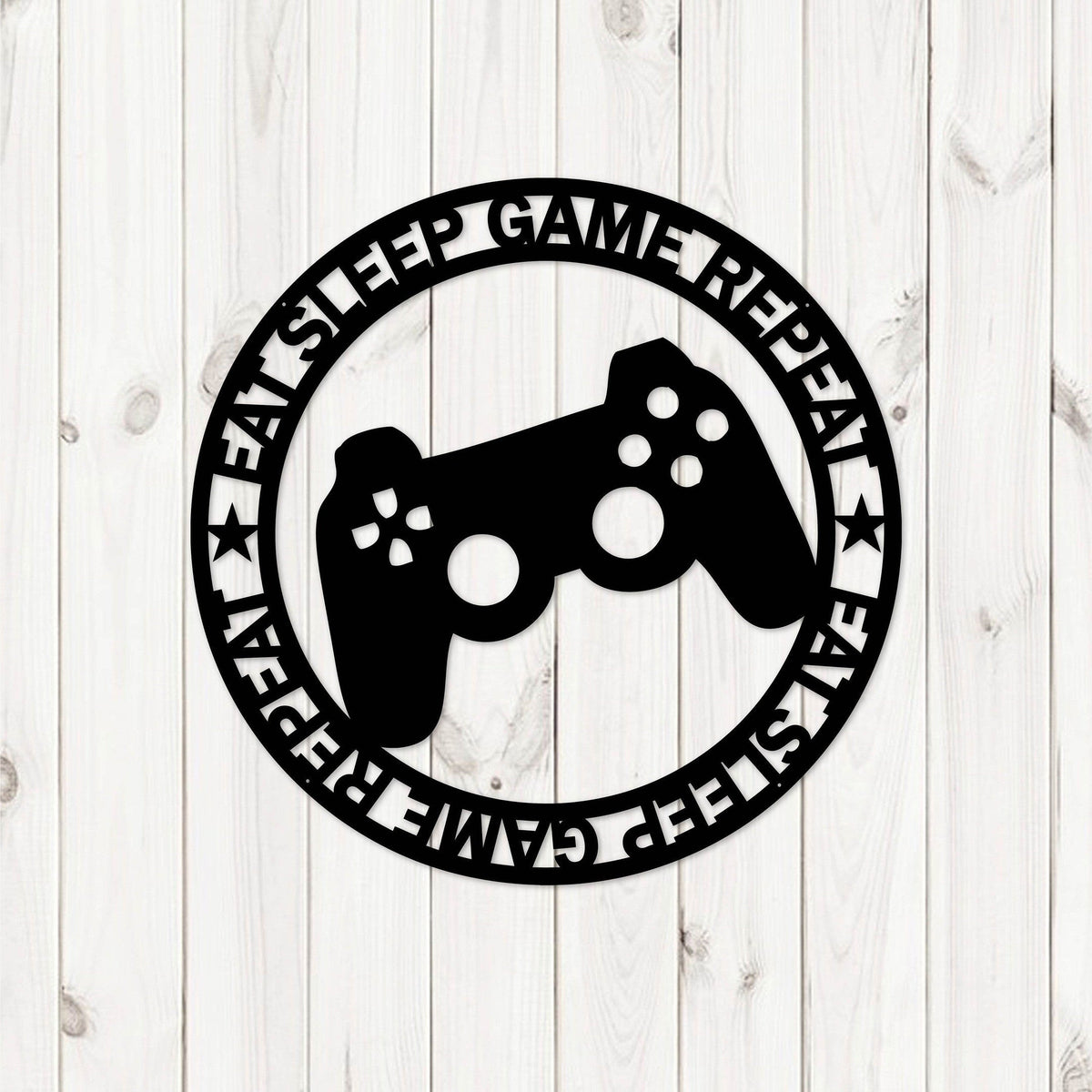 Eat Sleep Game Repeat Laser Cut Sign Laser Cut Gaming Sign Metal Gaming Sign Decorations