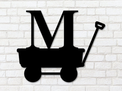 Kids Initial Sign Wagon Sign Initial Sign Metal Wagon Sign Kids Room Decor Above Crib Baby Crib Decor Metal Name Sign Nursery Sign Decorations