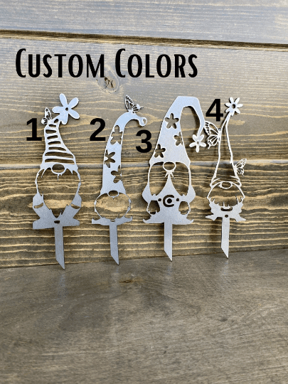 Pick Your Colors Garden Gnomes Metal Stakes Cut Metal Sign Metal House Sign Decorations