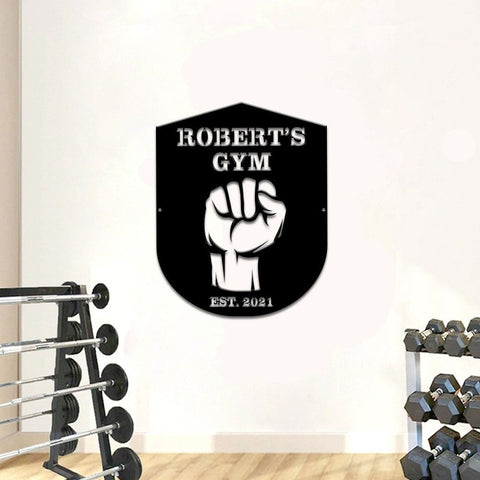Roberts Gym Est Year Sign Custom Metal Gym Sign Custom Gym Fit Sign Custom Metal Gym Sign Home Gym Sign Cross Fit Sign Decorations