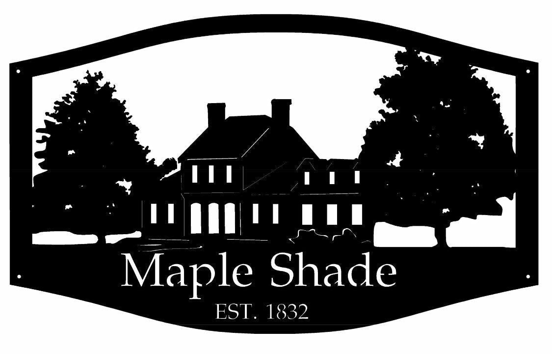 Custom Metal House Sign With House And Trees Metal House Sign Decorations