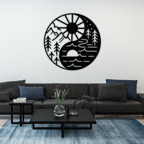 Yin Yang Sun & Moon Metal Wall Decor Housewarming Gift Office Decor Interior Design Best Seller Gift For Dad Decorations