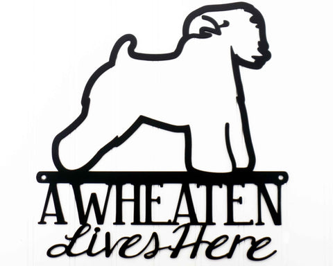 Wheaten Lives Here Metal Sign Black Wheaten Terrier Wheaten Dog Sign Outdoor Sign Decorations