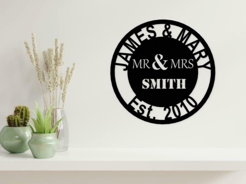 Wedding Anniversary Gift Mr And Mrs Personalised Metal Sign Decorations