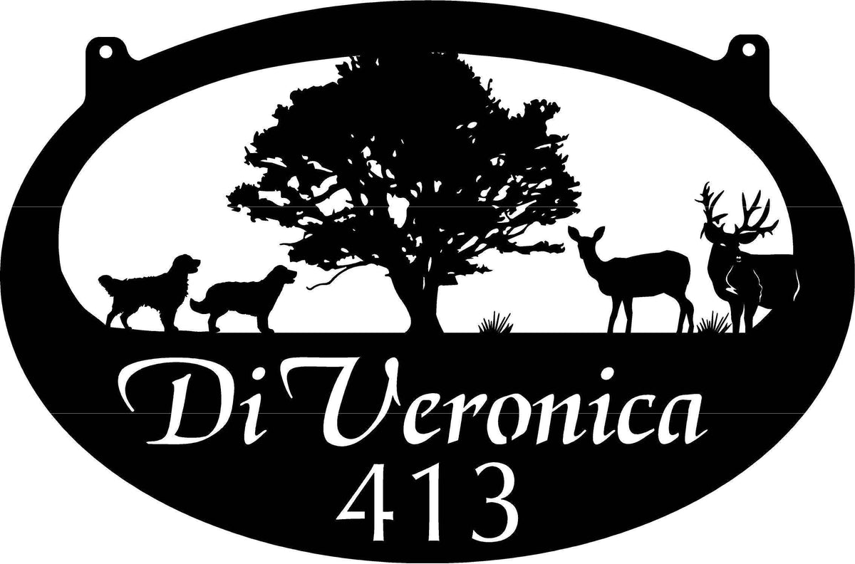 Metal Dog Deer Sign Golden Retriever Deer Tree Sign Customized 3ft Metal Sign Metal House Sign Decorations