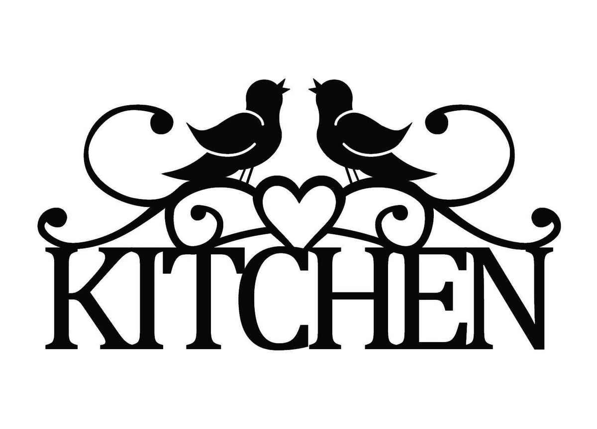 Kitchen Metal Sign With Song Birds And Heart Black Outdoor Sign Kitchen Wall Decor Wall Hanging Decorations