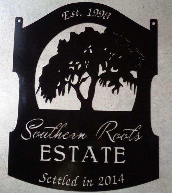 Metal Live Oak Sign With Gorgeous Live Oak Tree Draped In Spanish Moss Metal House Sign Decorations