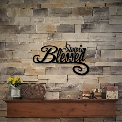 Simply Blessed Sign Metal Blessed Sign Word Art With Sayings Words For The Wall Religious Gift Inspirational Saying Quote Decorations