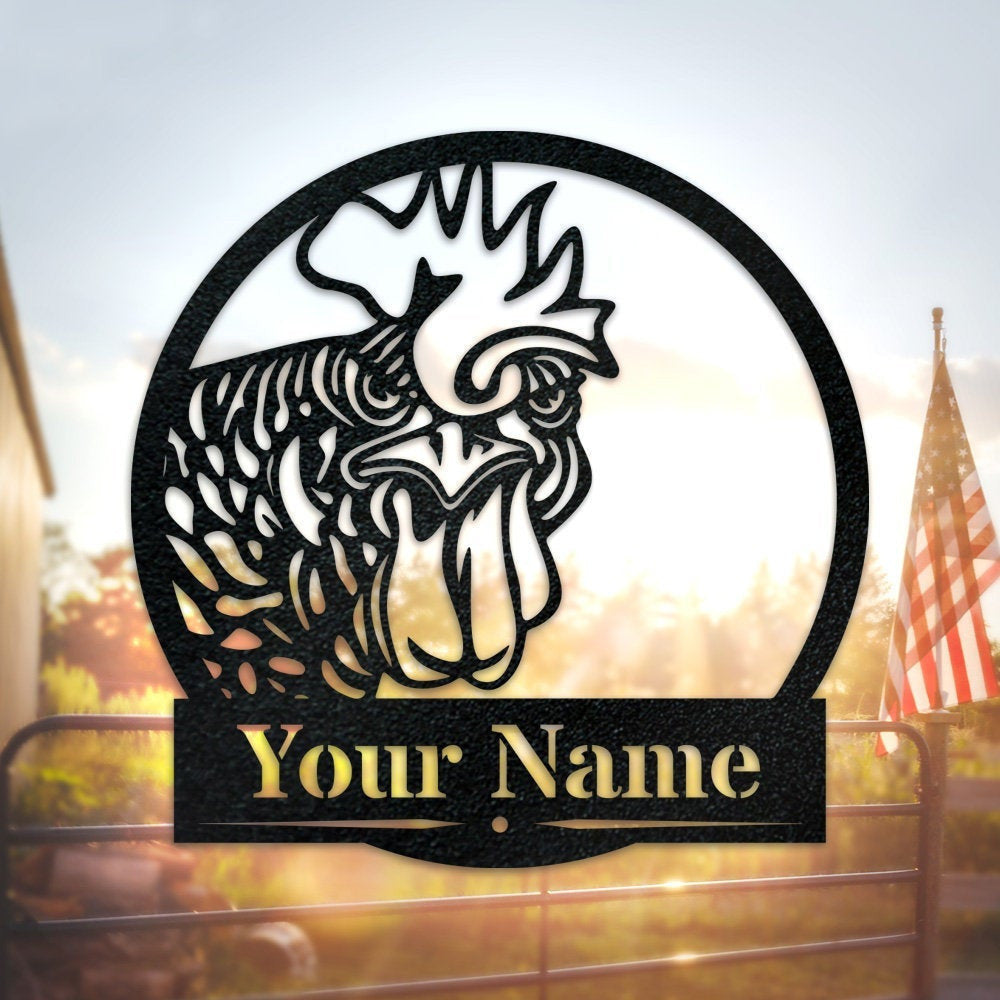 Custom Rooster Metal Chicken Sign Decorations
