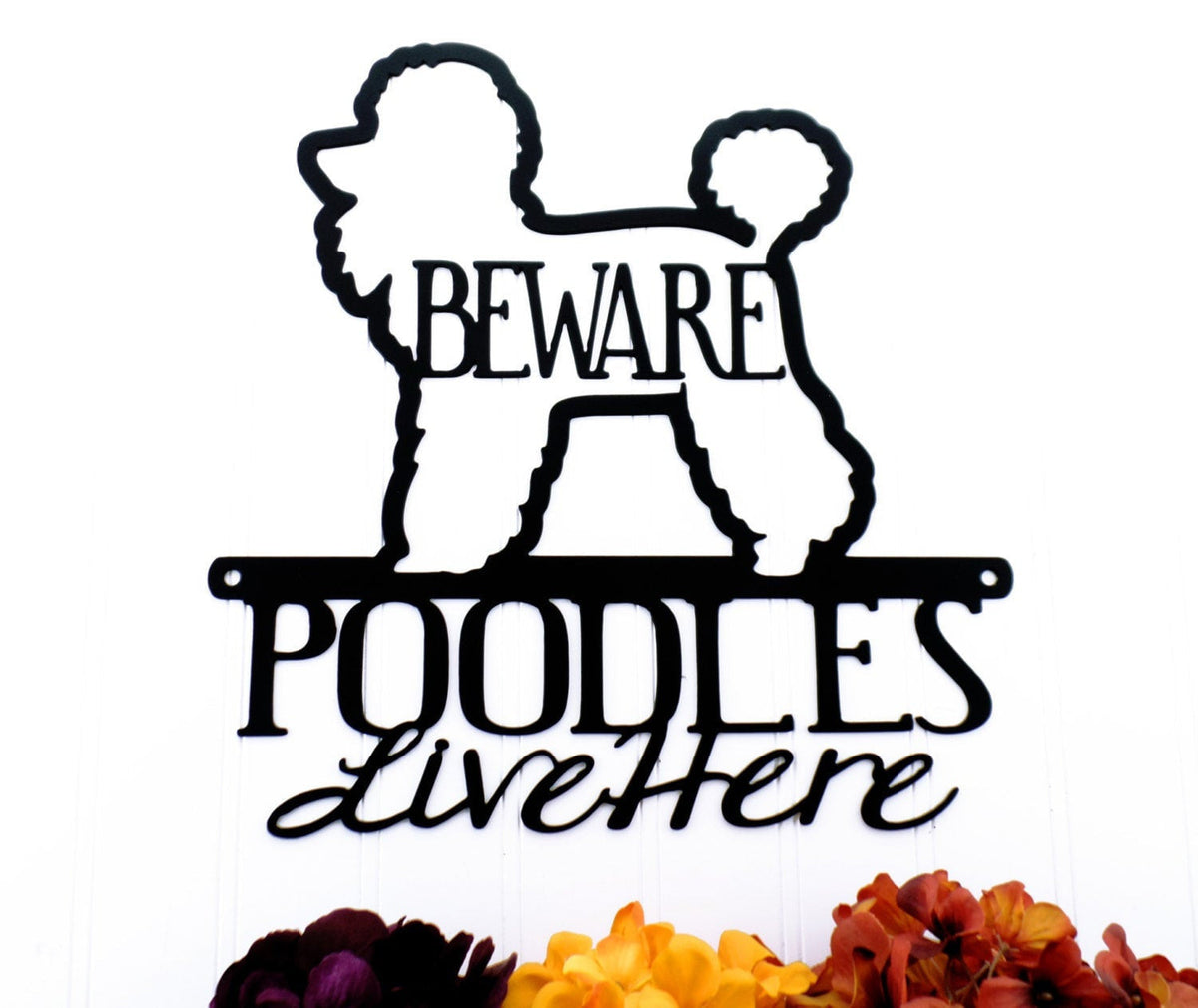 Poodles Live Here Metal Sign Black Poodle Dog Sign Outdoor Sign Wall Decor Signs Dog Gifts Decorations
