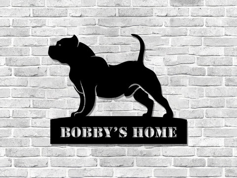 Customized Pitbull House Sign Pitbull Sign Dog Lover Sign Pet Name Sign Pet Clinic Metal Wall Animal Care Sign Decorations