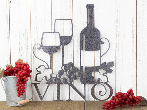 Vino Metal Sign Silver Vein Laser Cut Steel Wine Vino Wedding Gift Decorations