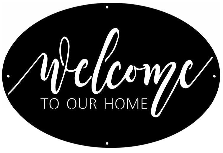 Metal Oval Welcome To Our Home Sign Metal House Sign Decorations