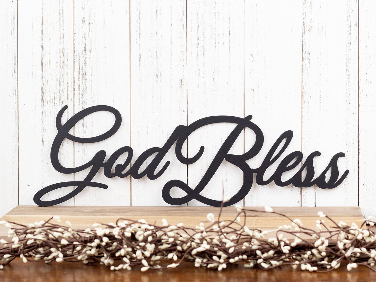 God Bless Metal Sign Black God Bless Metal Sign Religious Spiritual Sign Outdoor Sign Outdoor Metal Art Decorations