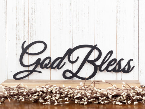 God Bless Metal Sign Black God Bless Metal Sign Religious Spiritual Sign Outdoor Sign Outdoor Metal Art Decorations