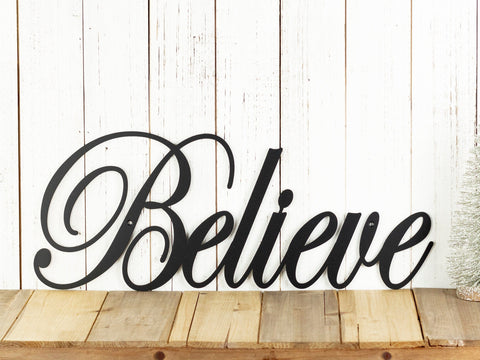 Believe Metal Sign Christmas Decor Metal Wall Decor Sign Wall Hanging Outdoor Sign Inspirational Wall Art Decorations