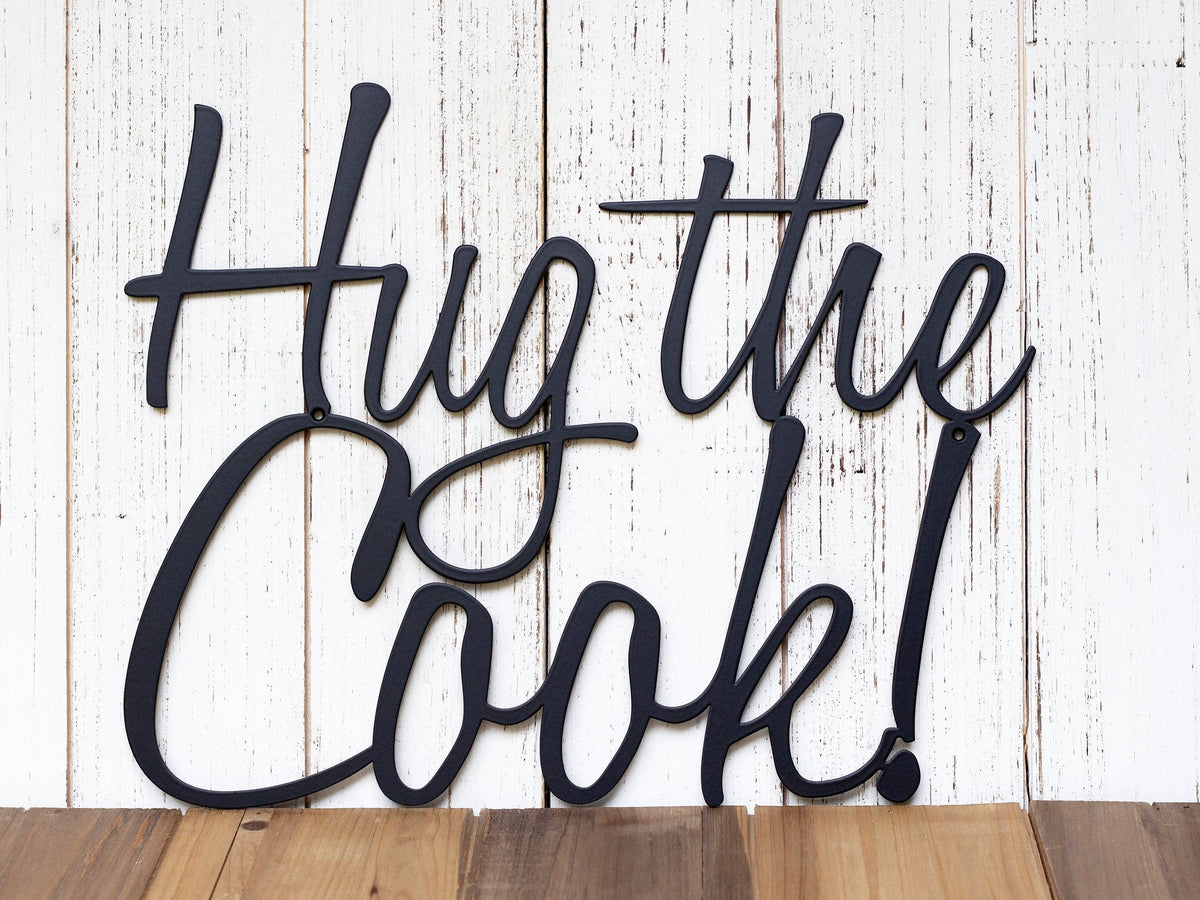 Hug The Cook Metal Sign Black Kitchen Decor Kitchen Sign Plaque Wall Hanging Decorations