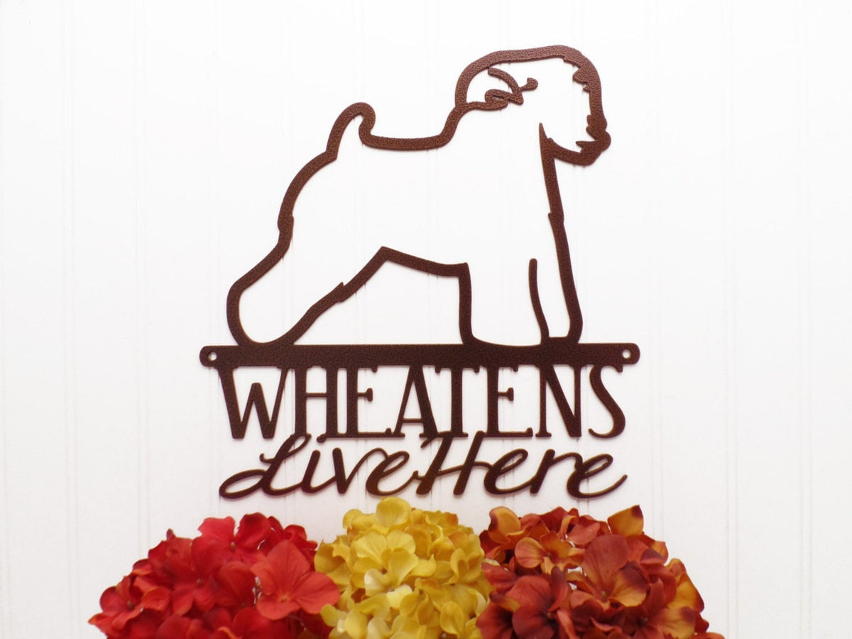 Wheatens Live Here Metal Sign Copper Wheaten Terrier Wheaten Dog Sign Outdoor Sign Decorations