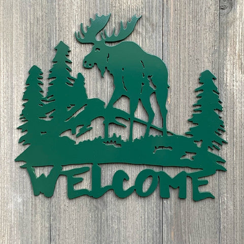 Welcome Moose Metal Sign Cutout Cut Metal Sign Wall Metal Art Decorations