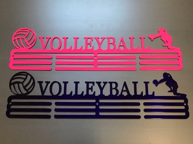 Volleyball Medal Hanger Holder Display Rack 3 Rung Cut Metal Sign Decorations