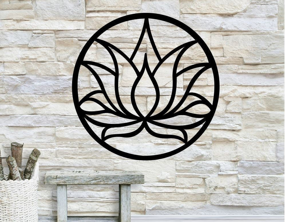 Lotus Flower Metal Sign Metal Wall Decor Lotus Flower Yoga Sign Flower Decor Decorations