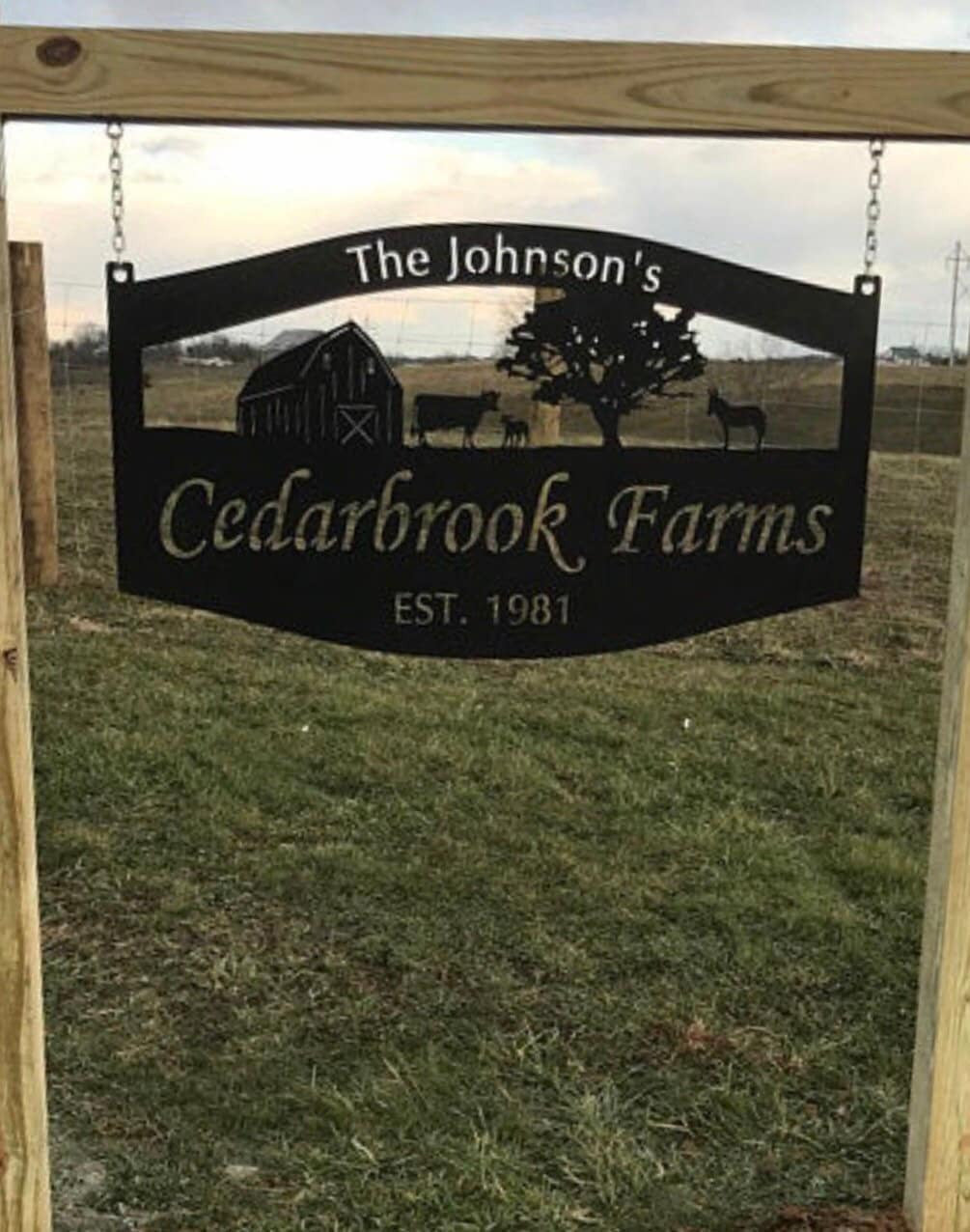 Metal Sign Barn donkey Cow Calf Tractor Large Sign Customized With Your Name And Animals! Metal House Sign Decorations