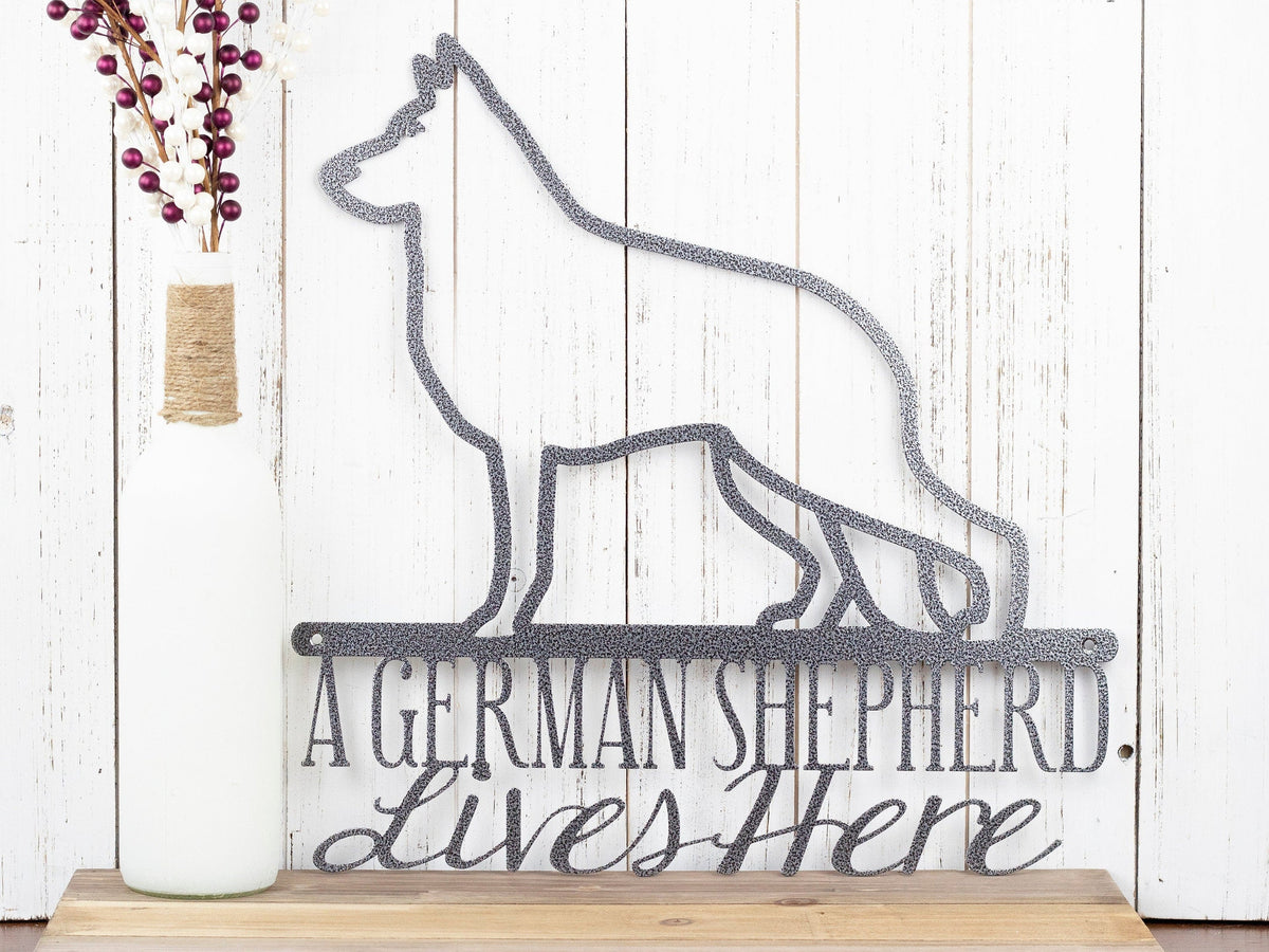 German Shepherd Metal Sign Metal Wall Decor Dog Sign Dog Decor Steel Pet Sign Silver Vein Shown Decorations