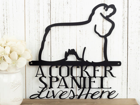 Cocker Spaniel Lives Here Metal Sign Black American Cocker Spaniel Dog Lover Dog Gift Decorations