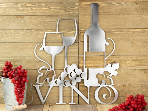 Vino Wine Vino Wine Sign Wine Wall Decor Wine Decor Kitchen Decor Metal Sign Wedding Gift Decorations