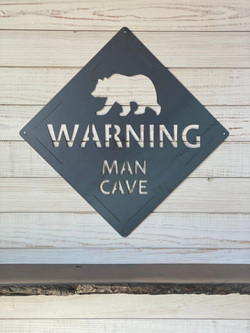 Metal Bear Man Cave Sign Gift For Him Rustic Man Cave Decor Decorations