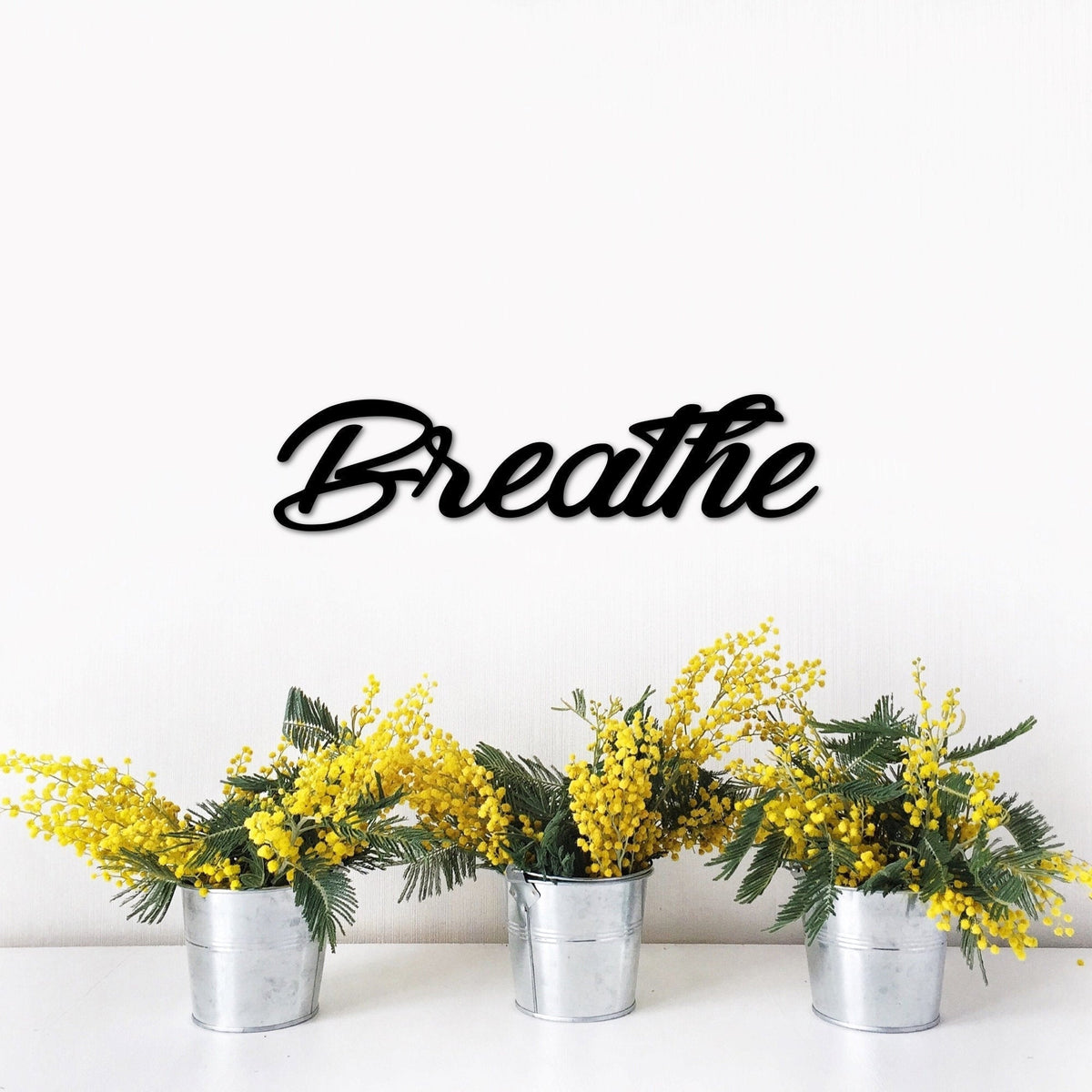 Breathe Metal Sign Breathe Word Inspirational Script Words For The Wall Yoga Meditation Inspiration Decor Decorations