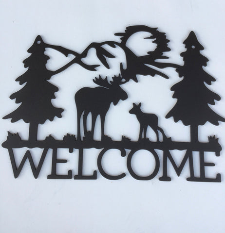 Metal Welcome Sign Outdoor Welcome Sign Moose Metal Sign Wedding Gift Outdoor Welcome Sign Out Door Welcome Word Art Decorations