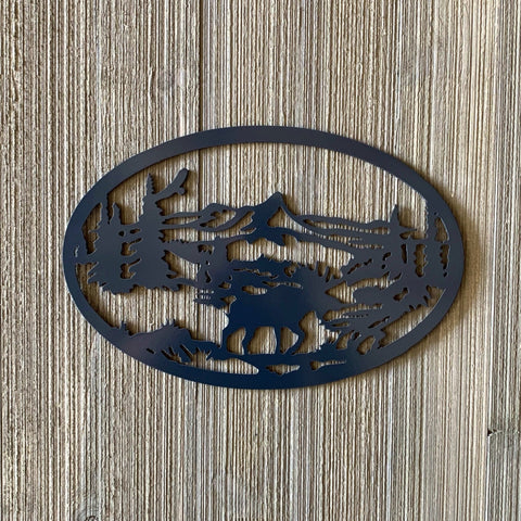 Moose Scene Metal Sign Cutout Cut Metal Sign Wall Metal Art Decorations