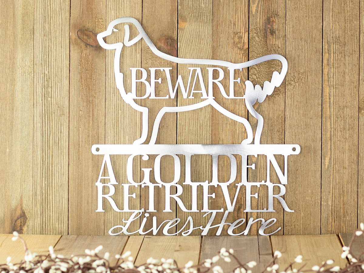 Metal Laser Cut Sign Golden Retriever Gifts Beware Of Dog Sign Decorations