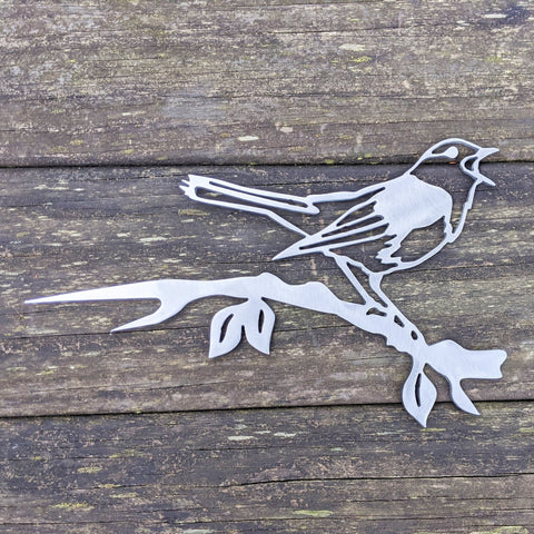 Nightingale Metal Bird Tree Sign Hammer In Spike Steel Bird Silhouette Raw Steel For Patina Or Powder Coat Finish Decorations