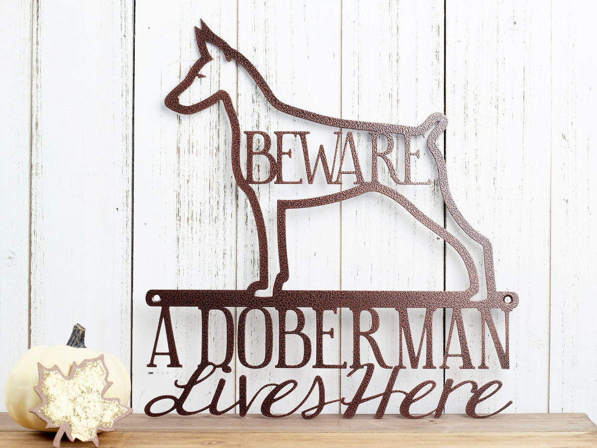 Doberman Beware Doberman Pinscher Metal Sign Outdoor Sign Dog Sign Pet Pinscher Dog Decor Wall Decor Decorations