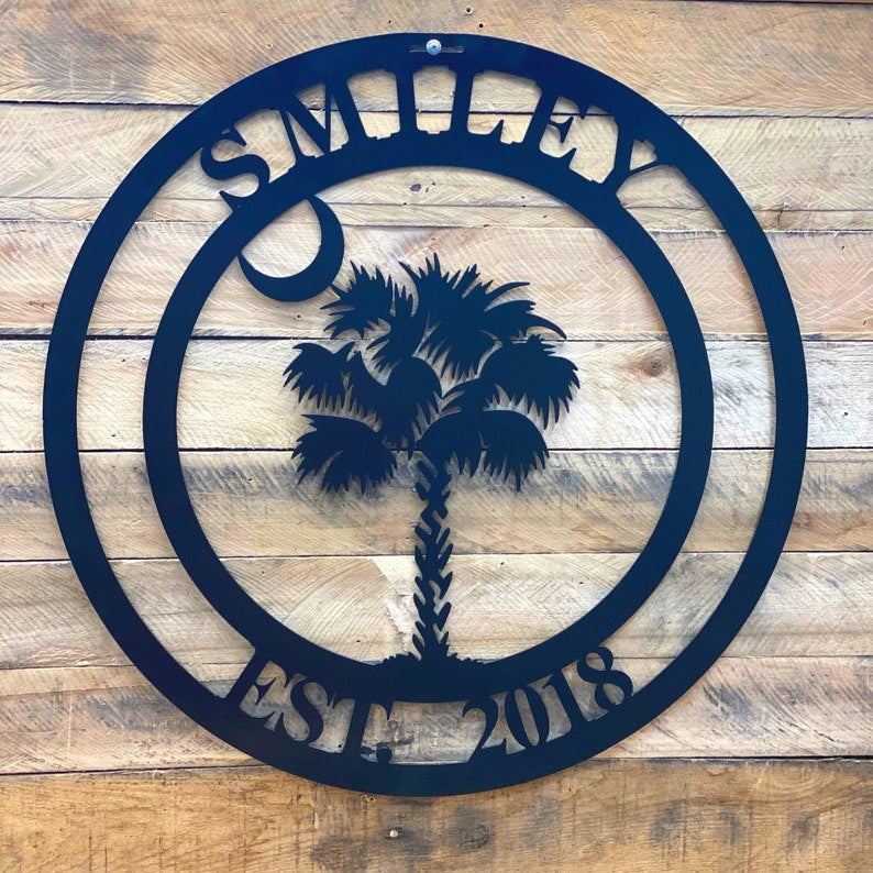 Monogram South Carolina Decor Palmetto Tree Decor South Carolina Sign Sc State Tree Metal Sign Handcrafted Metal Art Door Decor Decorations