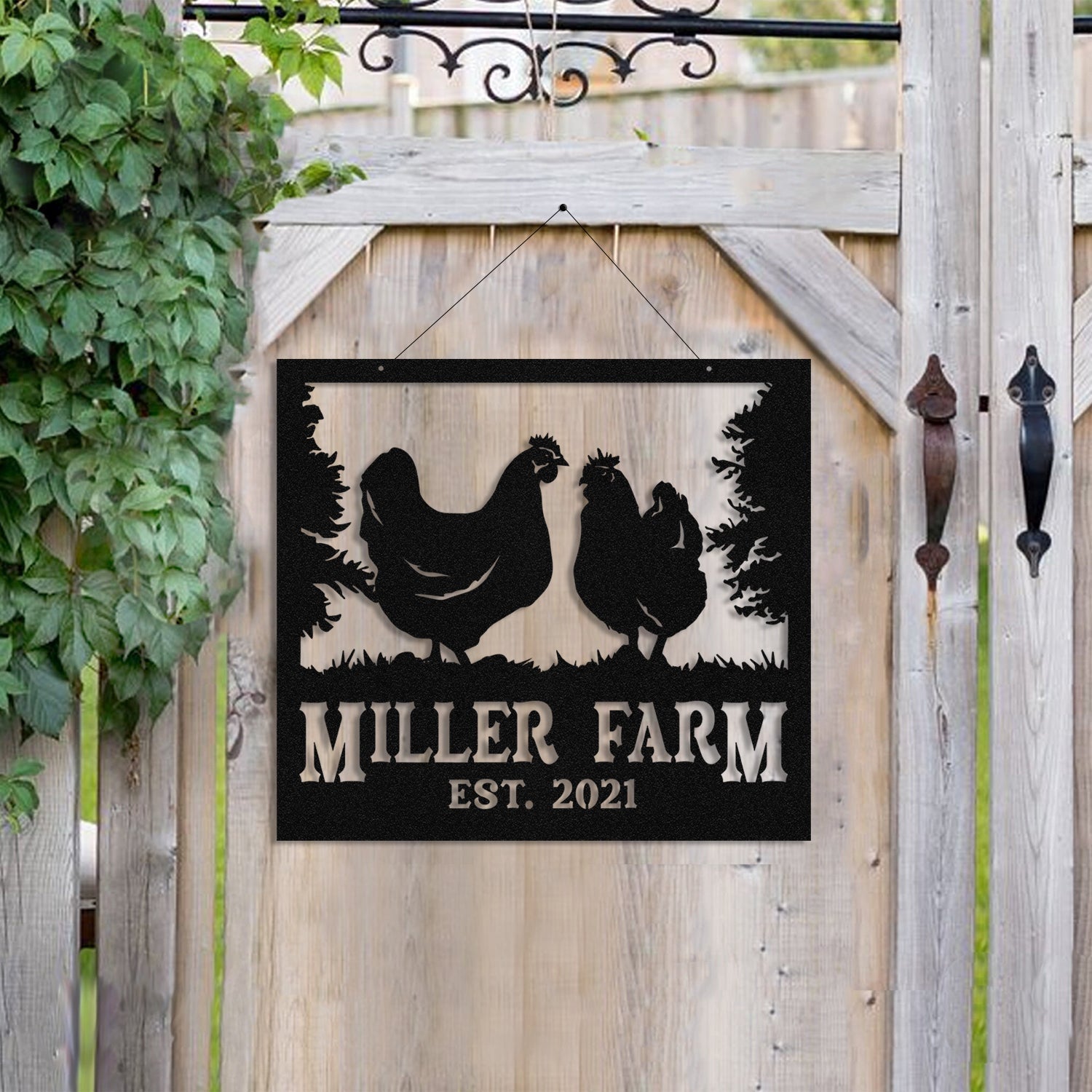 Personalized Metal Farm Sign Hen Chicken, Custom Outdoor Farmhouse, Metal Laser Cut Metal Signs Custom Gift Ideas
