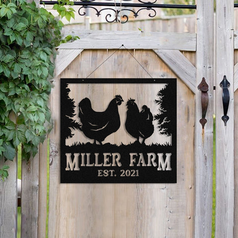 Personalized Metal Farm Sign Hen Chicken, Custom Outdoor Farmhouse, Metal Laser Cut Metal Signs Custom Gift Ideas