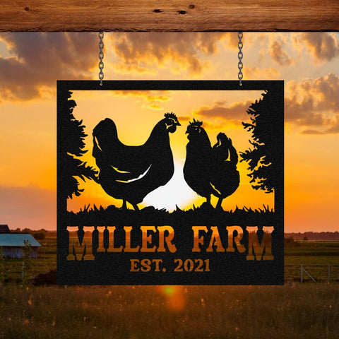 Personalized Metal Farm Sign Hen Chicken, Custom Outdoor Farmhouse, Metal Laser Cut Metal Signs Custom Gift Ideas